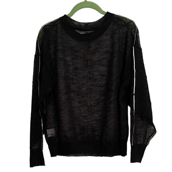 UNIQ Women's Black Sheer Long Sleeve Sweater Style SW-70617 Size M/L NWT - Picture 2 of 9